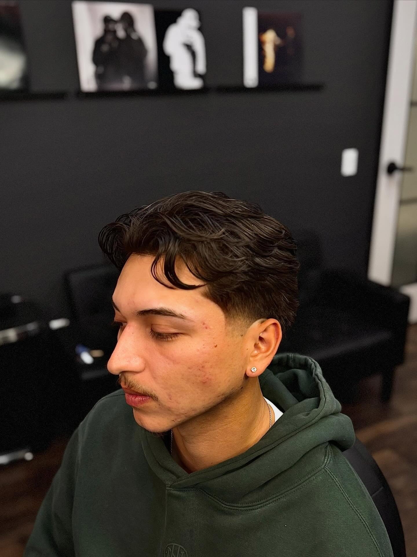 Wavy textured top over a clean low taper